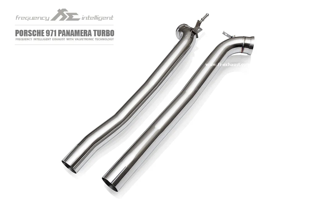 Fi Exhaust Front Pipe + Mid X-Pipe + Valvetronic Muffler + Quad Silver Tips Retains OEM Valve Settings - No Remote - Porsche 971 Panamera Turbo/GTS | 2017-2024