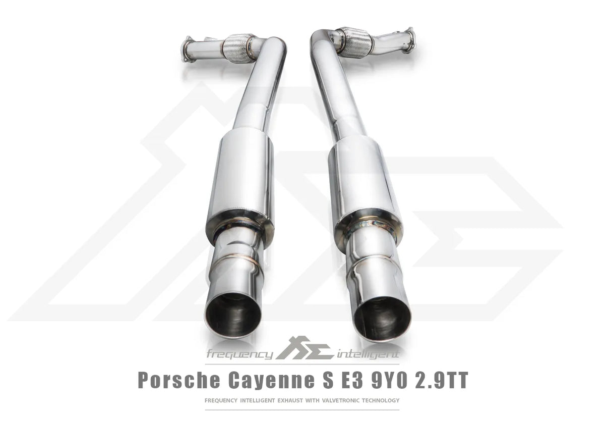 Fi Exhaust Front Pipe + Mid X-Pipe + Valvetronic Muffler + Quad Silver Tips + Fi PRO App Remote OBDII - Porsche 9YA.1 Cayenne S 2.9TT | 2018-2023