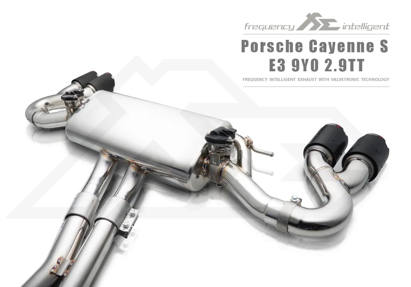 Fi Exhaust Front Pipe + Mid X-Pipe + Valvetronic Muffler + Quad Silver Tips + Fi PRO App Remote OBDII - Porsche 9YA.1 Cayenne S 2.9TT | 2018-2023