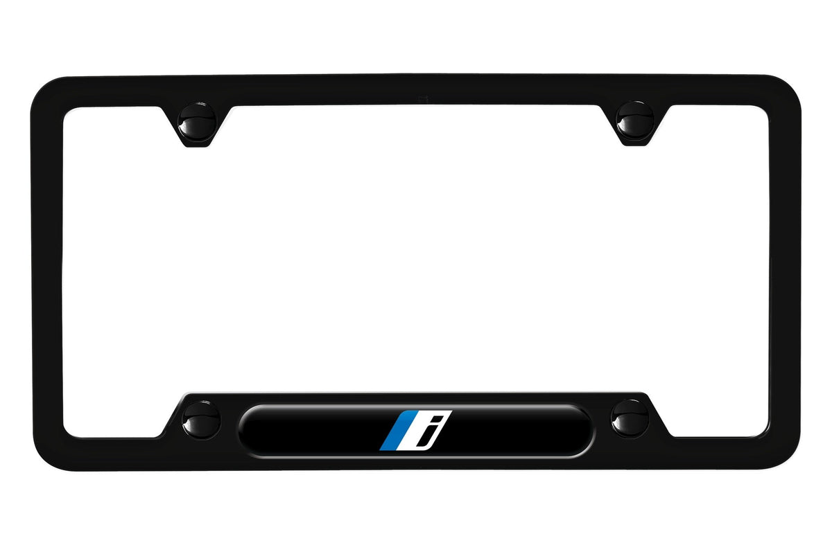 Genuine BMW i Series Black Stainless Steel License Plate Frame - Product View