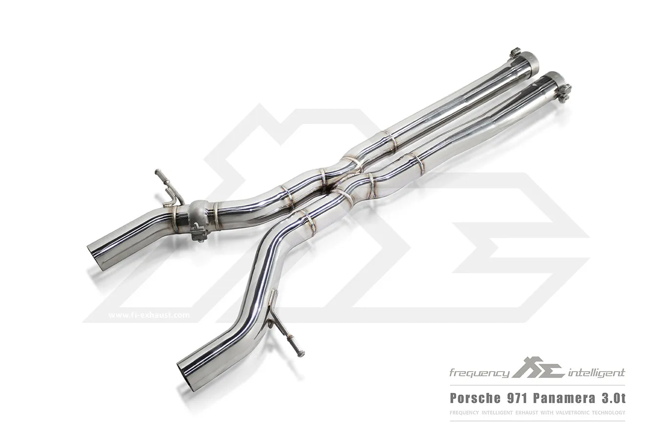 Fi Exhaust 2nd Catless Downpipe + Mid X-Pipe + Valvetronic Muffler + Quad Silver Tips Retains OEM Valve Settings - No Remote - Porsche 971 Panamera 3.0T | 2017-2024