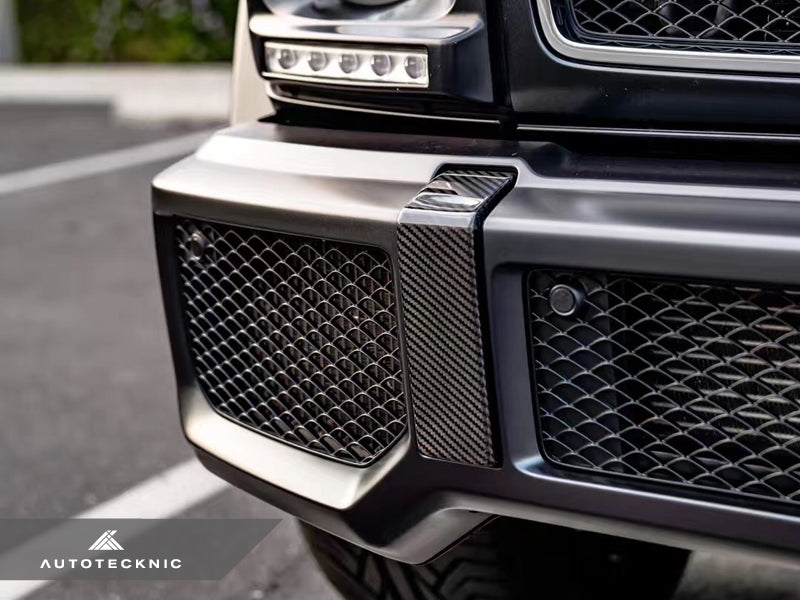 AutoTecknic Carbon Fiber Front Bumper Bull Bar Cover - Mercedes-Benz W463 G-Class