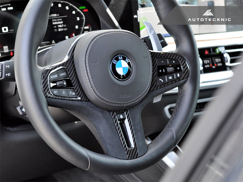 AutoTecknic Carbon Alcantara Steering Wheel Trim - F95 X5M | F96 X6M