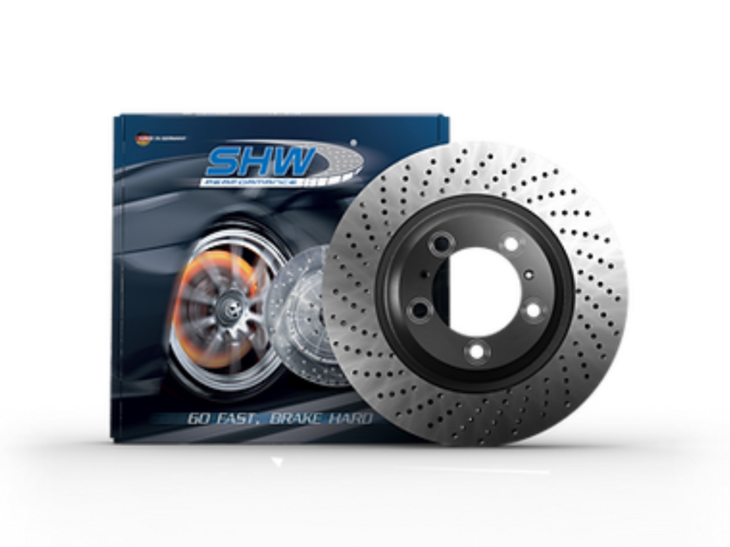 SHW Performance Cross-Drilled Monobloc Right Front Brake Rotors - Porsche Boxster Limited 2.7L 2008