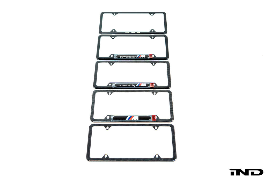 Genuine BMW M Logo Black Stainless License Plate Frame - Detail view