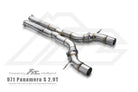 Fi Exhaust Front Pipe + Mid X-Pipe + Valvetronic Muffler + Quad Silver Tips Retains OEM Valve Settings - No Remote - Porsche 971 Panamera S 2.9TT | 2017-2024
