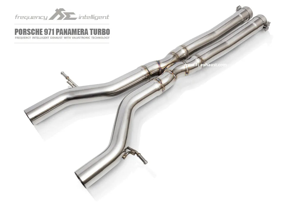Fi Exhaust Front Pipe + Mid X-Pipe + Valvetronic Muffler + Quad Silver Tips Retains OEM Valve Settings - No Remote - Porsche 971 Panamera Turbo/GTS | 2017-2024
