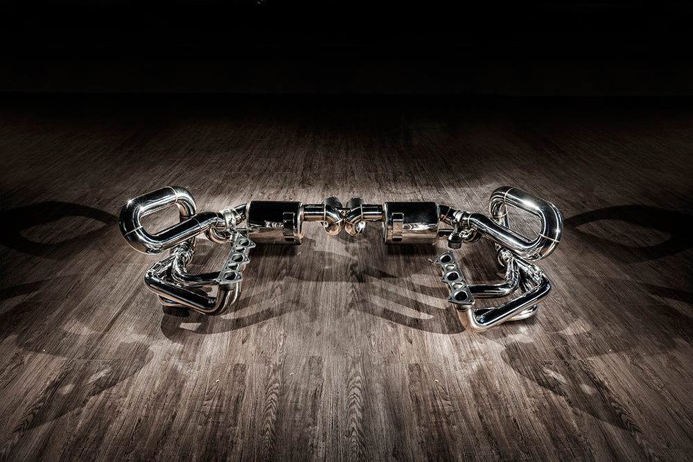 Fi Exhaust Valvetronic Titanium Muffler + Dual Tips with Carbon Fiber Ceramic Coating Black Stainless Insert Retains OEM Valve Settings - No Remote - Porsche 991.1/ 991.2 GT3/ RS 2013-2019