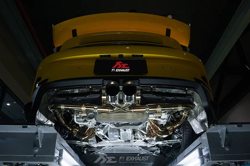 Fi Exhaust Sport 200 Cell Headers + Valvetronic Muffler + Dual Silver Tips Retains OEM Valve Settings - No Remote - Porsche 992.1 GT3/ RS 2021+ Race Version