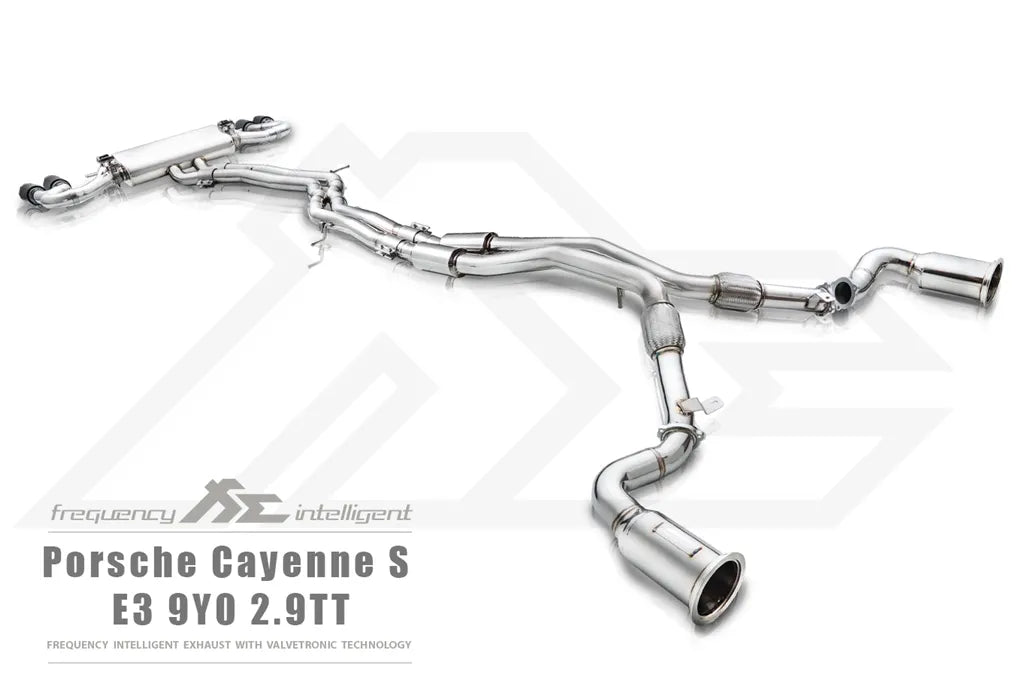 Fi Exhaust Front Pipe + Mid X-Pipe + Valvetronic Muffler + Quad Silver Tips + Fi PRO App Remote OBDII - Porsche 9YA.1 Cayenne S 2.9TT | 2018-2023