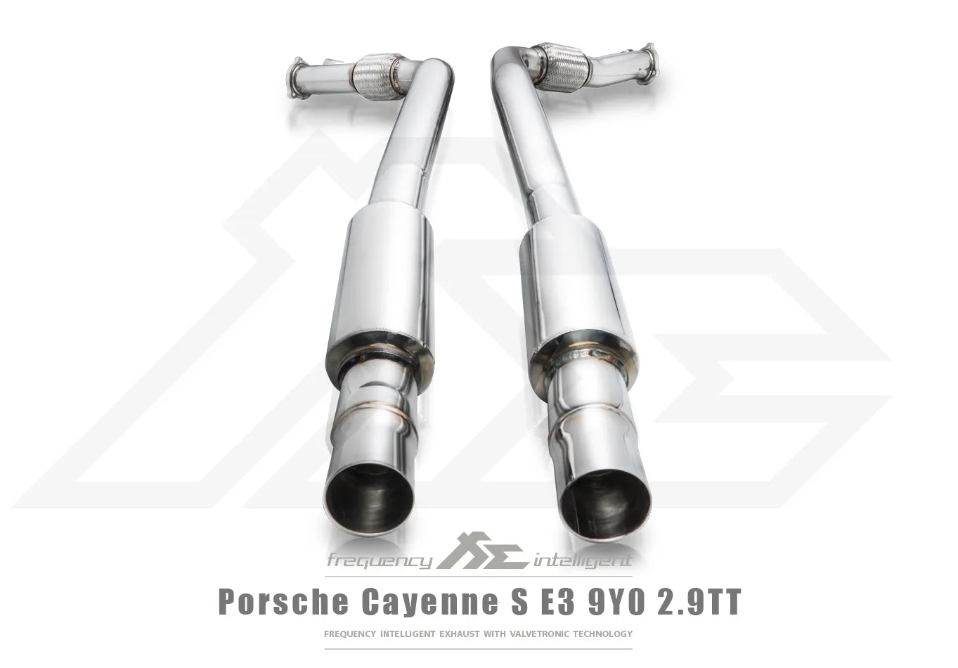 Fi Exhaust Front Pipe + Mid X-Pipe + Valvetronic Muffler + Quad Silver Tips + Fi PRO App Remote OBDII - Porsche 9YA.1 Cayenne S 2.9TT | 2018-2023