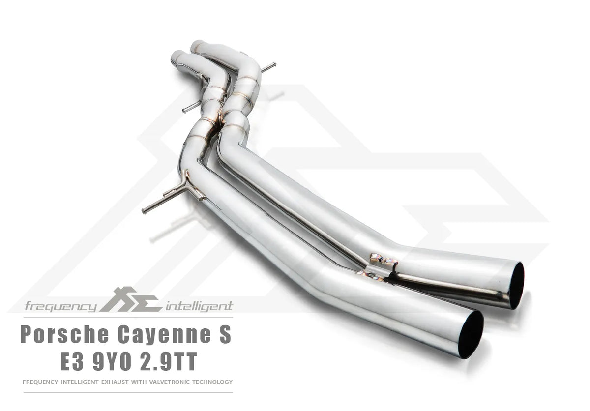 Fi Exhaust Front Pipe + Mid X-Pipe + Valvetronic Muffler + Quad Silver Tips + Fi PRO App Remote OBDII - Porsche 9YA.1 Cayenne S 2.9TT | 2018-2023