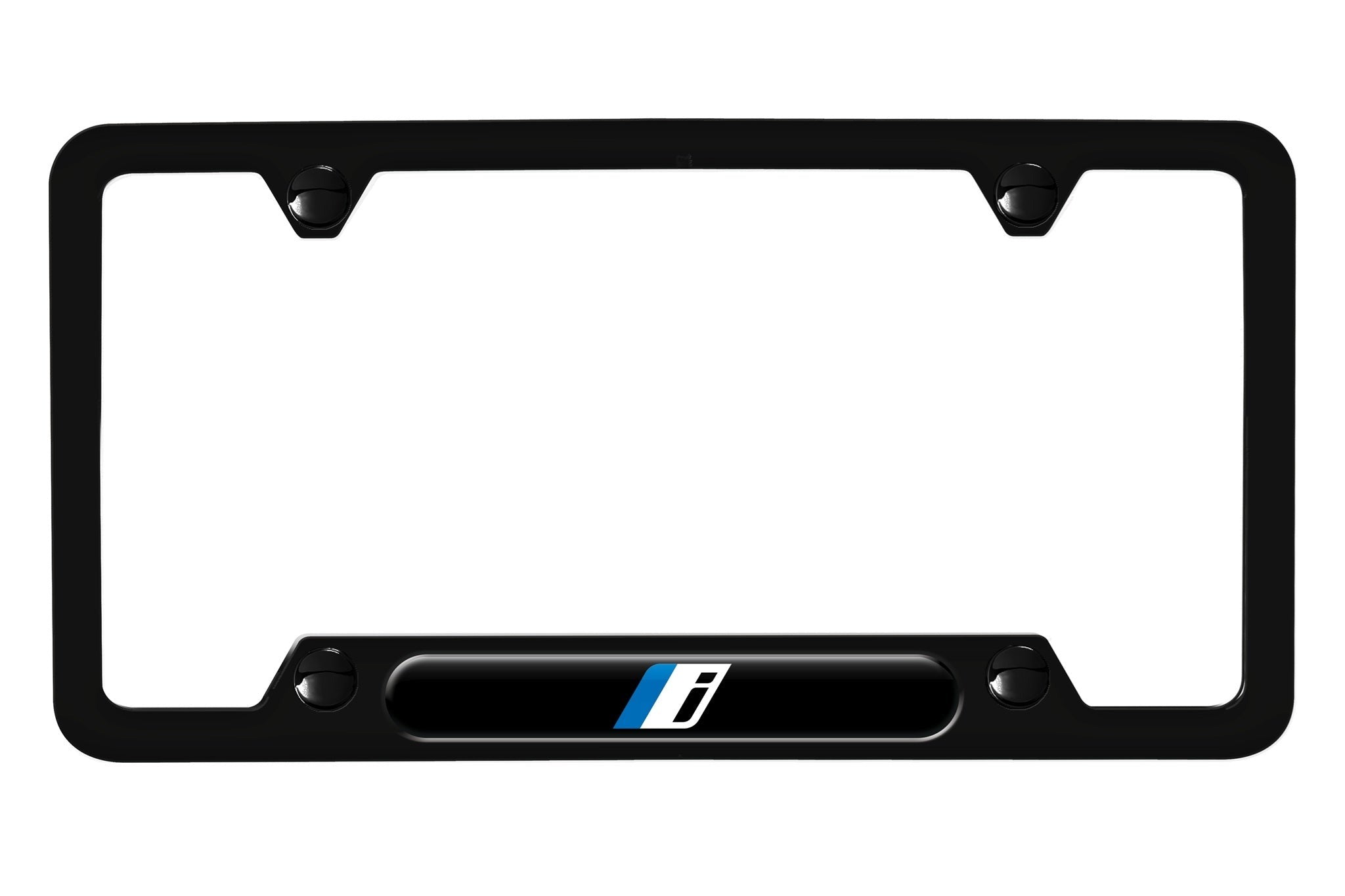 Genuine BMW i Series Black Stainless Steel License Plate Frame - Product View