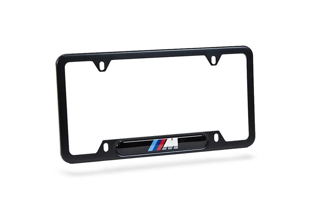 Genuine BMW M Logo Black Stainless License Plate Frame - Installed view