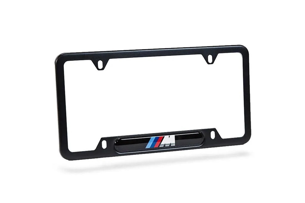 BMW M Logo Black Stainless License Plate Frame
