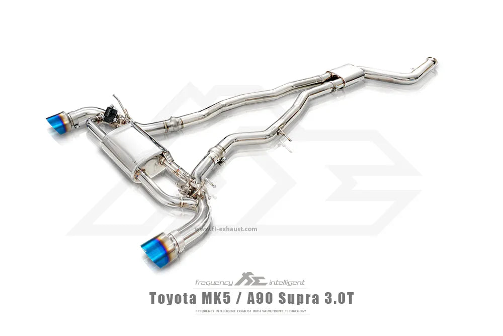 Fi Exhaust Front Pipe + Mid Pipe + Valvetronic Muffler + Dual Silver Tips Retains OEM Valve Settings - No Remote - Toyota MK5 A90 Supra | 89mm Ultimate Power Version | 3.0T B58 | 2020+