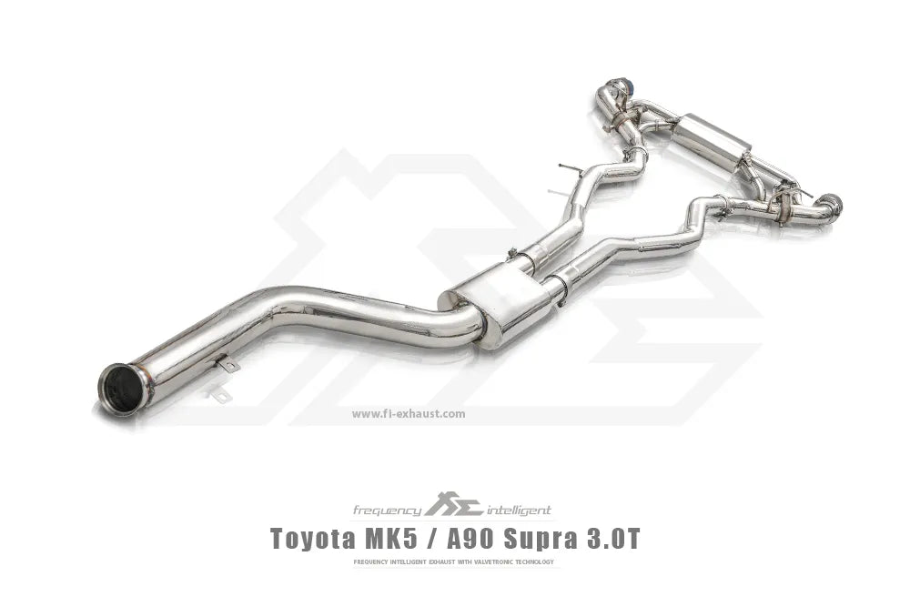 Fi Exhaust Front Pipe + Mid Pipe + Valvetronic Muffler + Dual Silver Tips Retains OEM Valve Settings - No Remote - Toyota MK5 A90 Supra | 89mm Ultimate Power Version | 3.0T B58 | 2020+