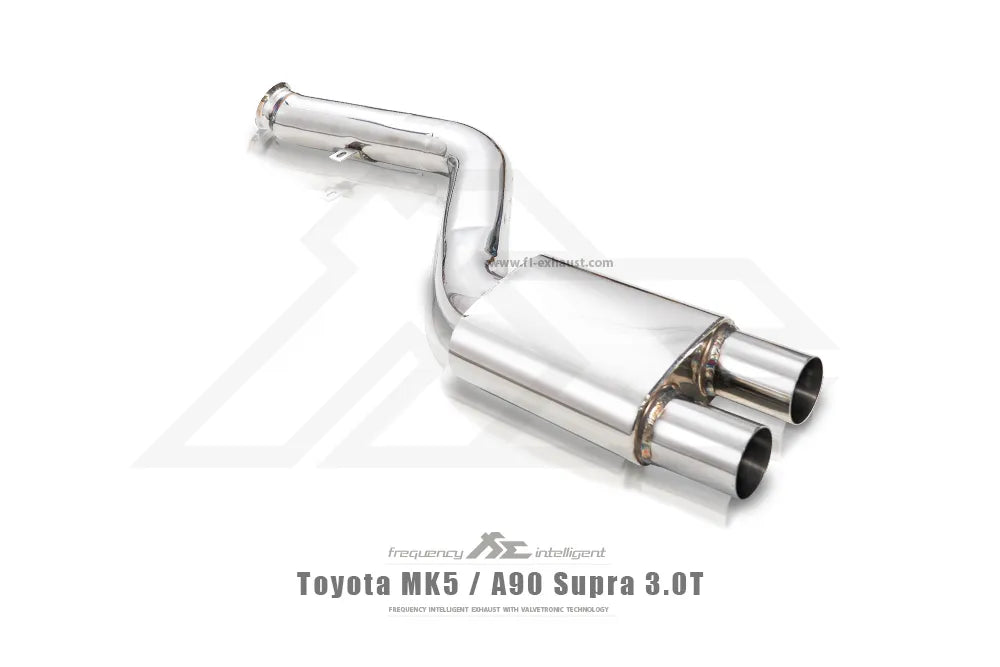 Fi Exhaust Front Pipe + Mid Pipe + Valvetronic Muffler + Dual Silver Tips Retains OEM Valve Settings - No Remote - Toyota MK5 A90 Supra | 89mm Ultimate Power Version | 3.0T B58 | 2020+