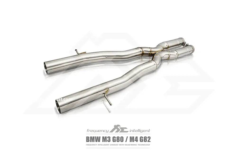 Fi Exhaust Front Pipe + Mid X-Pipe + Valvetronic Muffler + Quad Silver Tips Retains OEM Valve Settings - No Remote - BMW G80 M3/G82 M4 | 3.0TT S58 | 2021+