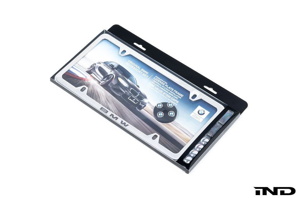 Genuine BMW Laser Slimline License Plate Frame with BMW Roundel Valve Stem Caps - Frame Detail