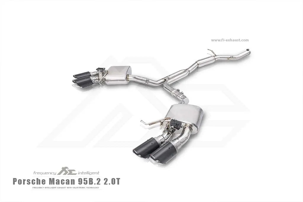 Fi Exhaust Mid Y-Pipe + Valvetronic Muffler + Quad Silver Tips + Fi PRO App Remote OBDII - Porsche 95B.2 Macan 2.0T 2019-2021