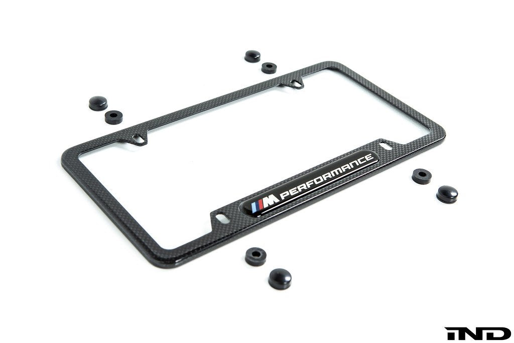 BMW M Performance Carbon Plate Frame front view showing M Performance wordmark