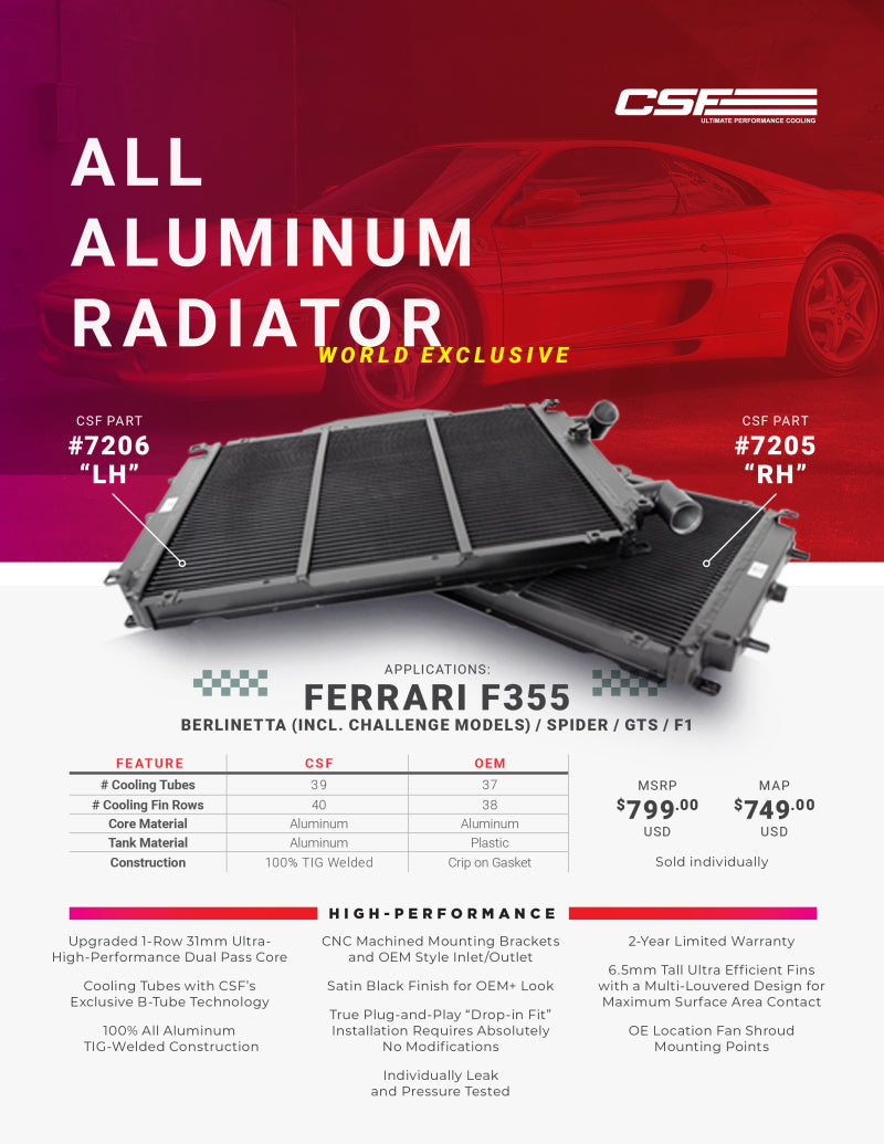 CSF Ferrari F355 High Performance All-Aluminum Radiator - Left ...