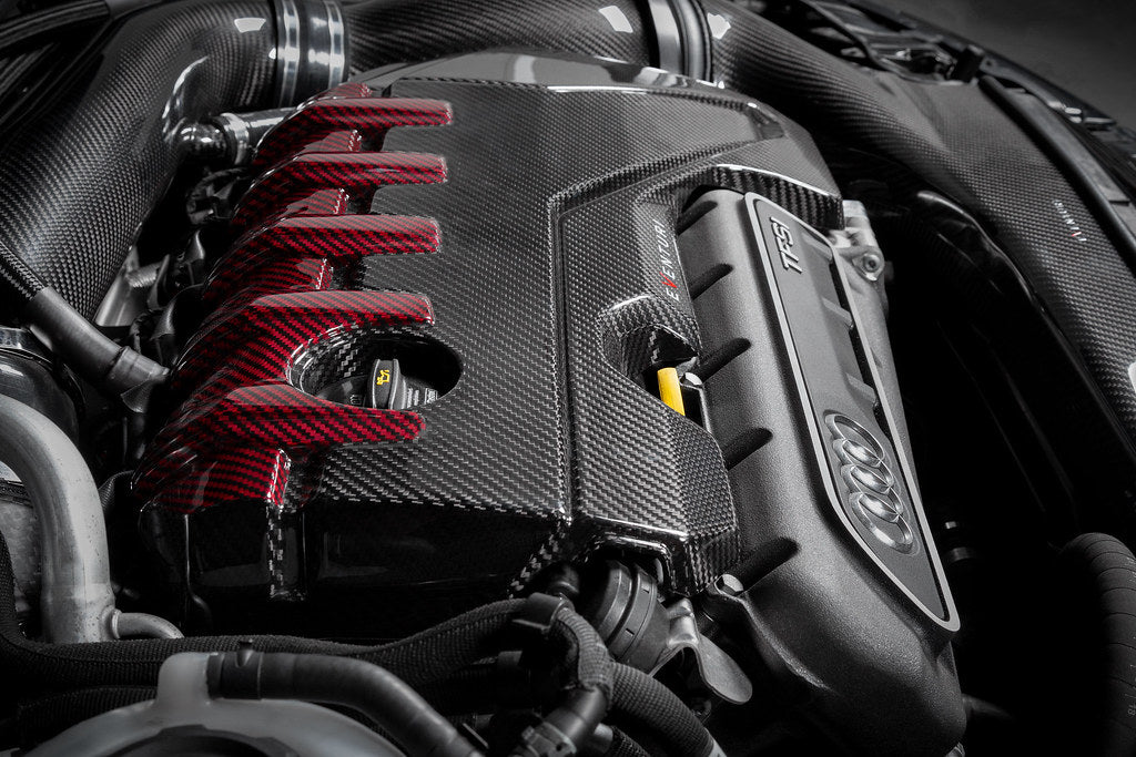Eventuri Carbon + Red Kevlar Engine Cover - Audi 8Y / 8V RS3 / 8S TTRS