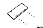 BMW Nameplate Black Stainless License Plate Frame corner bracket detail and satin black finish - Universal