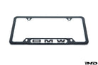 BMW Nameplate Black Stainless License Plate Frame stainless steel material detail close-up - Universal