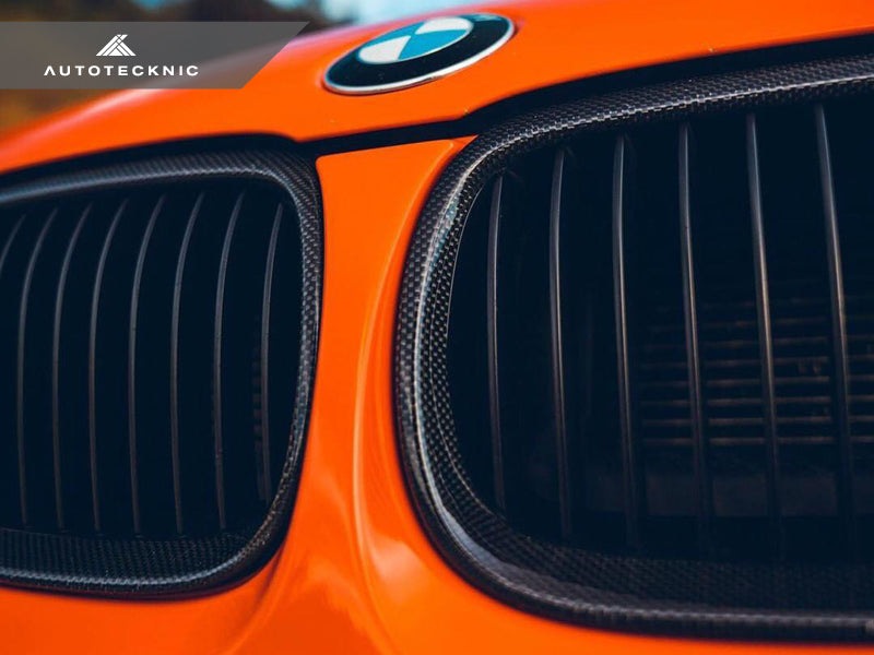 AutoTecknic Gloss Carbon Fiber Front Grille For BMW E90 / E91 3-Series Sedan (2006-2008) - Performance Custom Fit