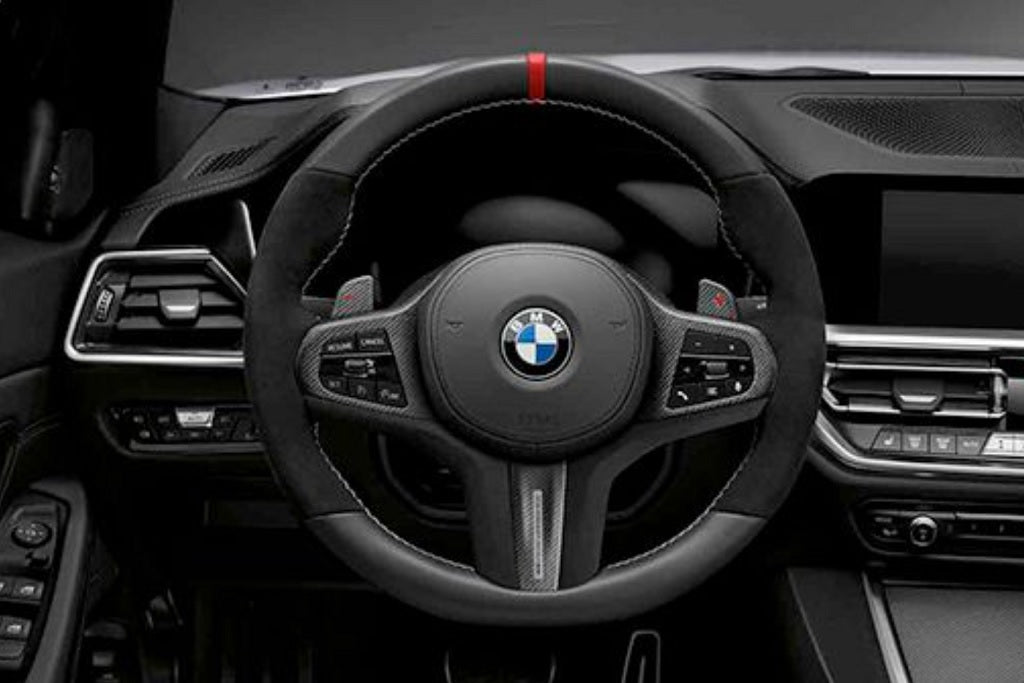 BMW M Performance Steering Wheel - Red Stripe + Silver Grey Stitching - G-Chassis