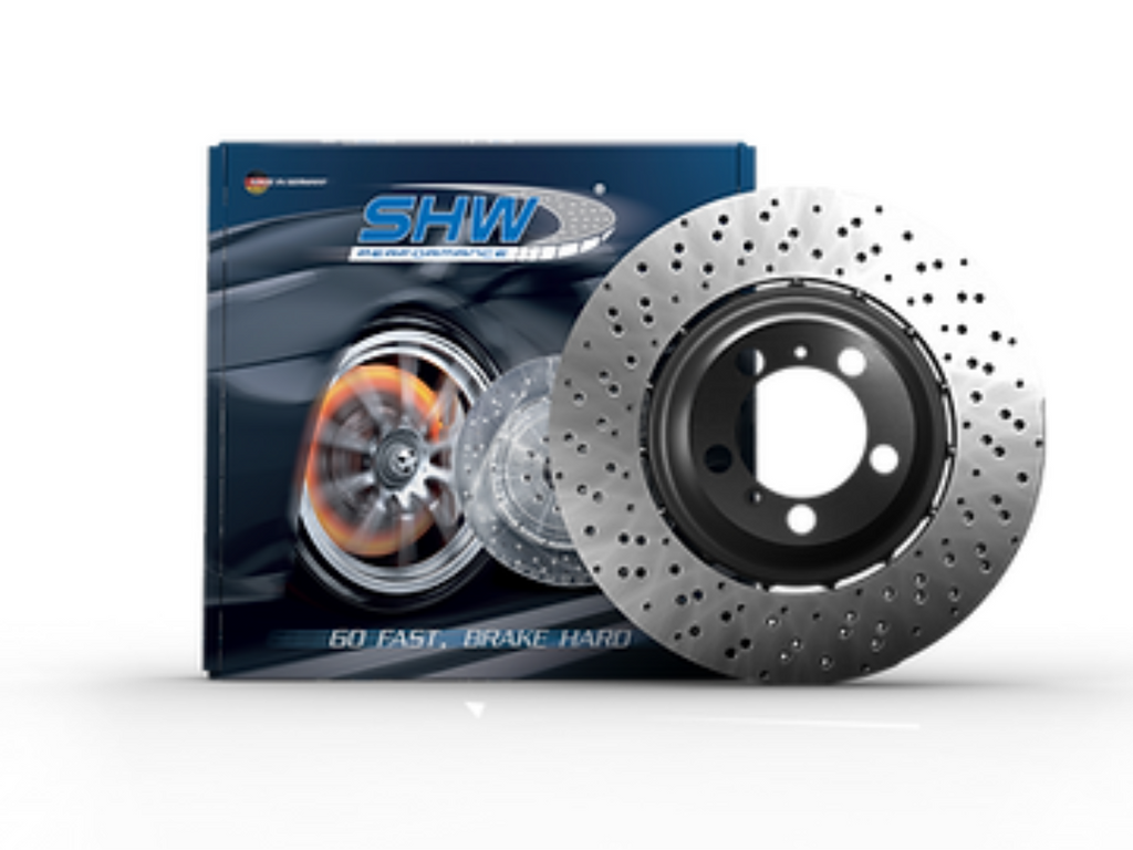 SHW Performance Cross-Drilled Lightweight Right Rear Brake Rotors - BMW M5 4.4L 11-16