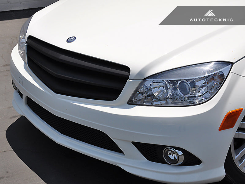 WPKMOTORS Glossy Black Sport Grille + Emblem – For Mercedes W204 C250 C300 C350 2008-2014