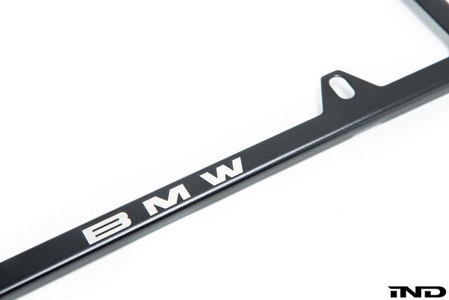 BMW Slimline License Plate Frame + M Logo Valve Stem Cap Set